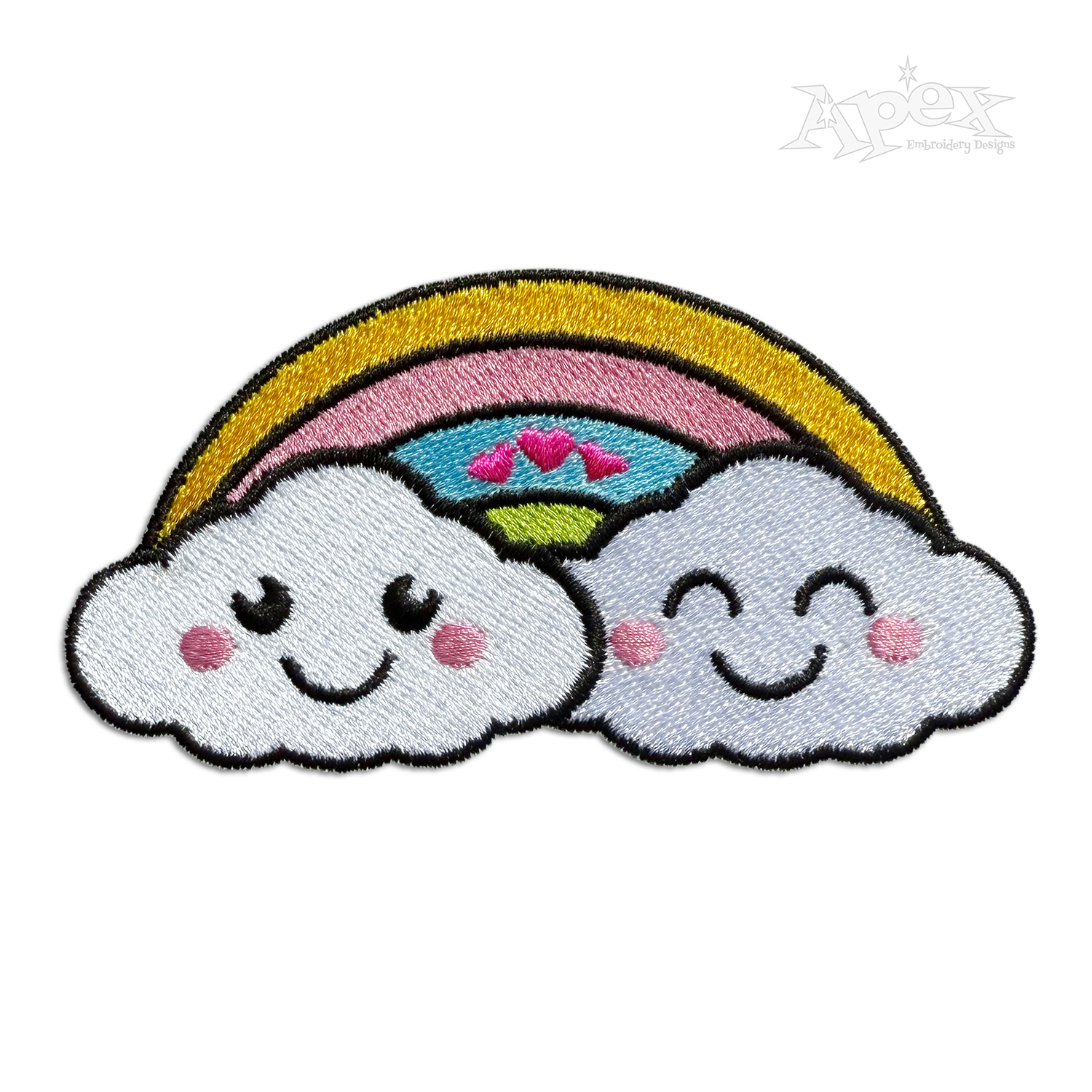 Happy Clouds and Rainbow Machine Embroidery Design by Apex