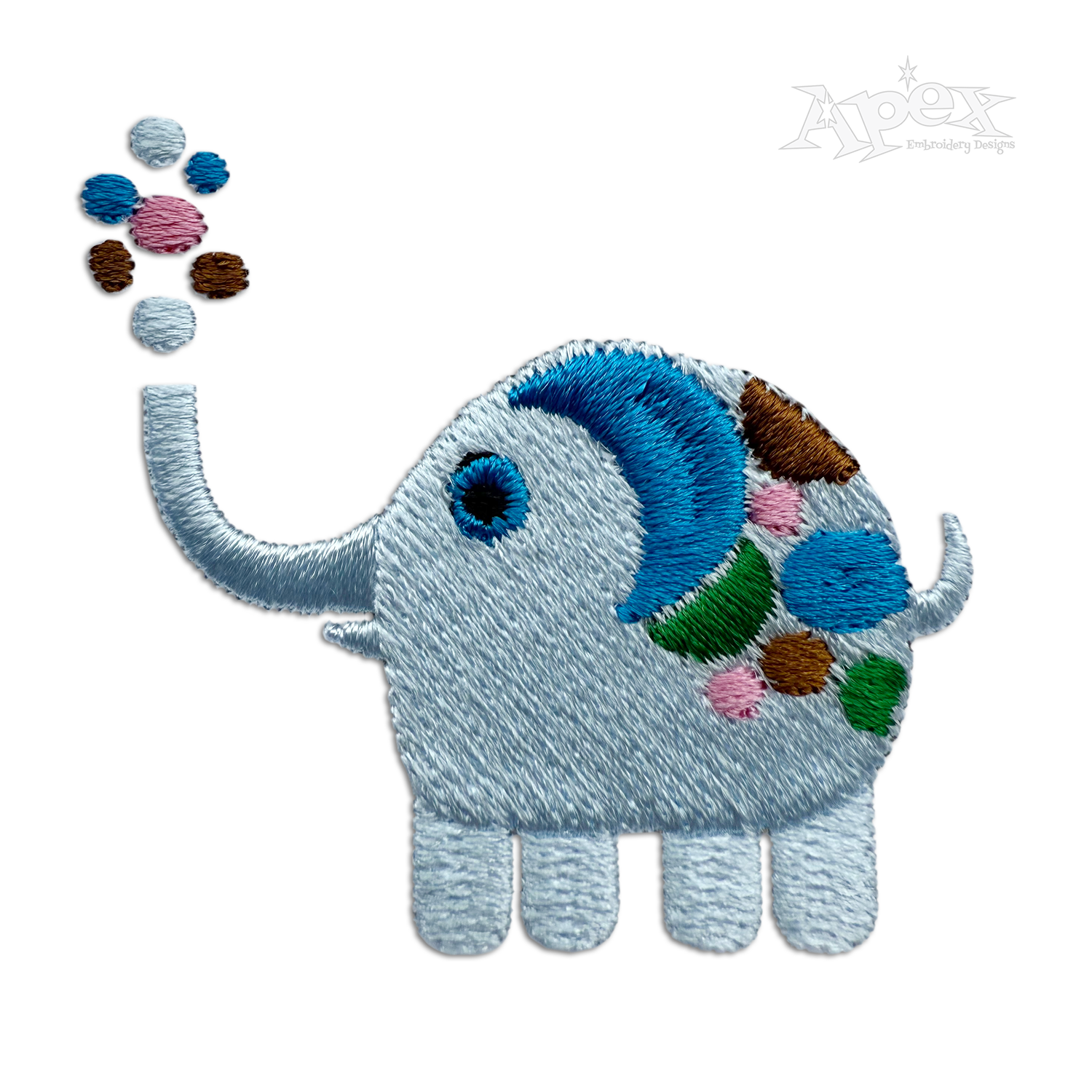 Cute Cartoon Elephant Machine Embroidery Design by Apex