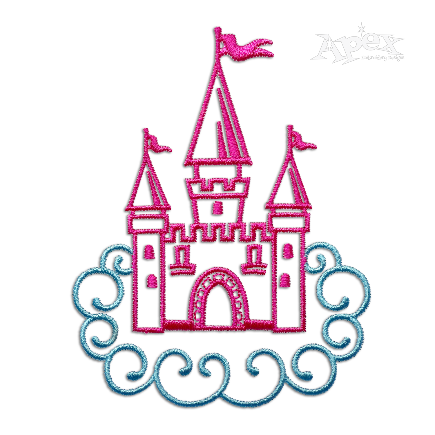 Dreamy Fairytale Castle Machine Embroidery Design by Apex Digitizing