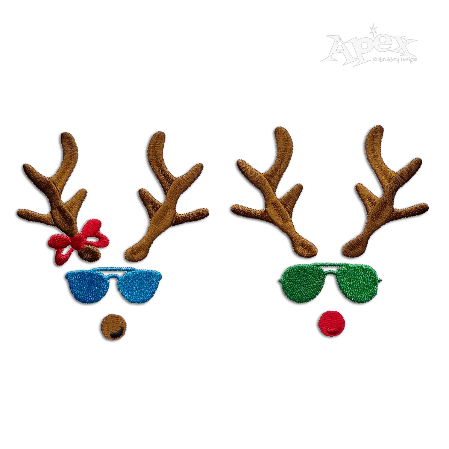 Cute Reindeer Sunglasses Boy and Girl Machine Embroidery Designs by Apex