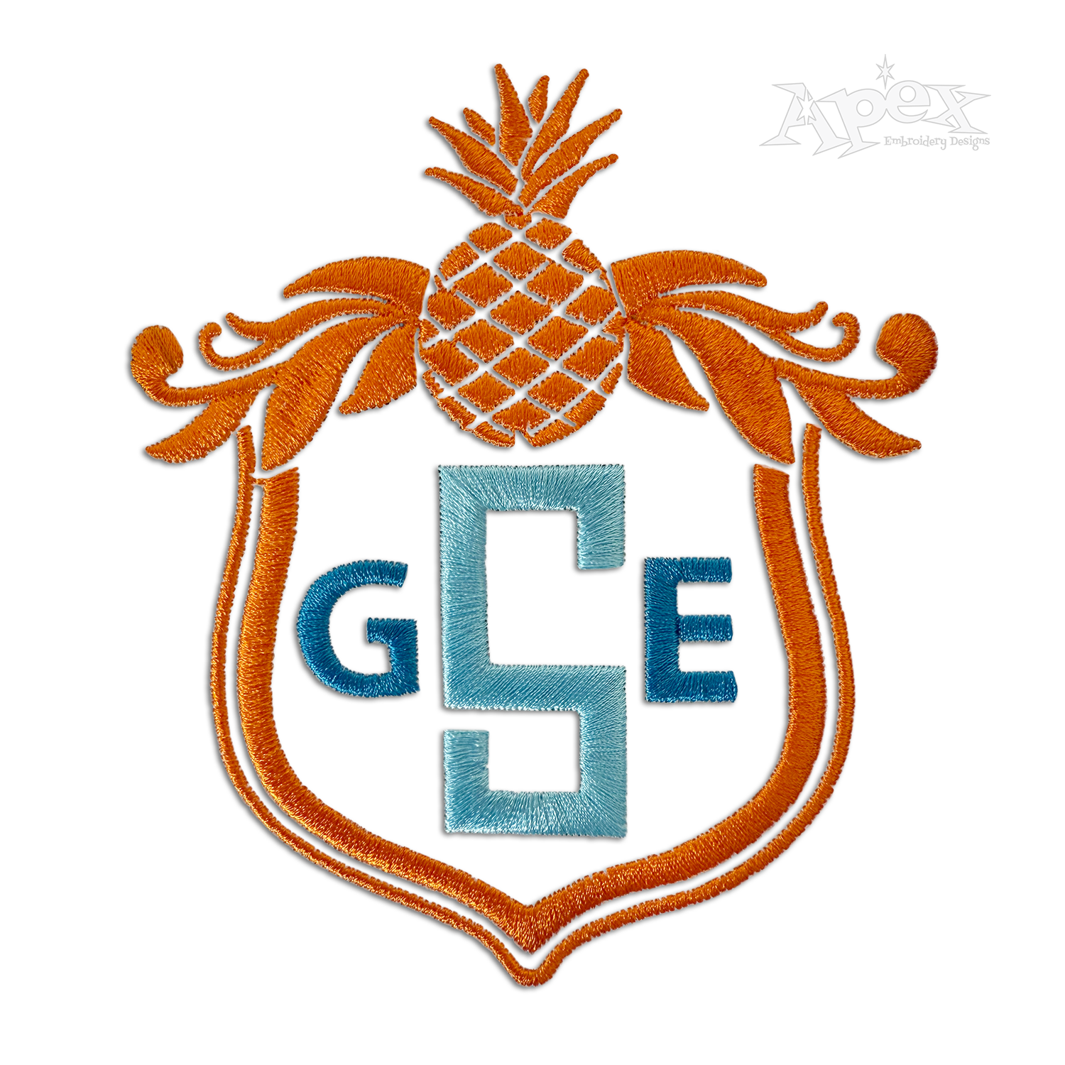 Tropical Pineapple Machine Embroidery Banner Crest Frame Designs By Apex