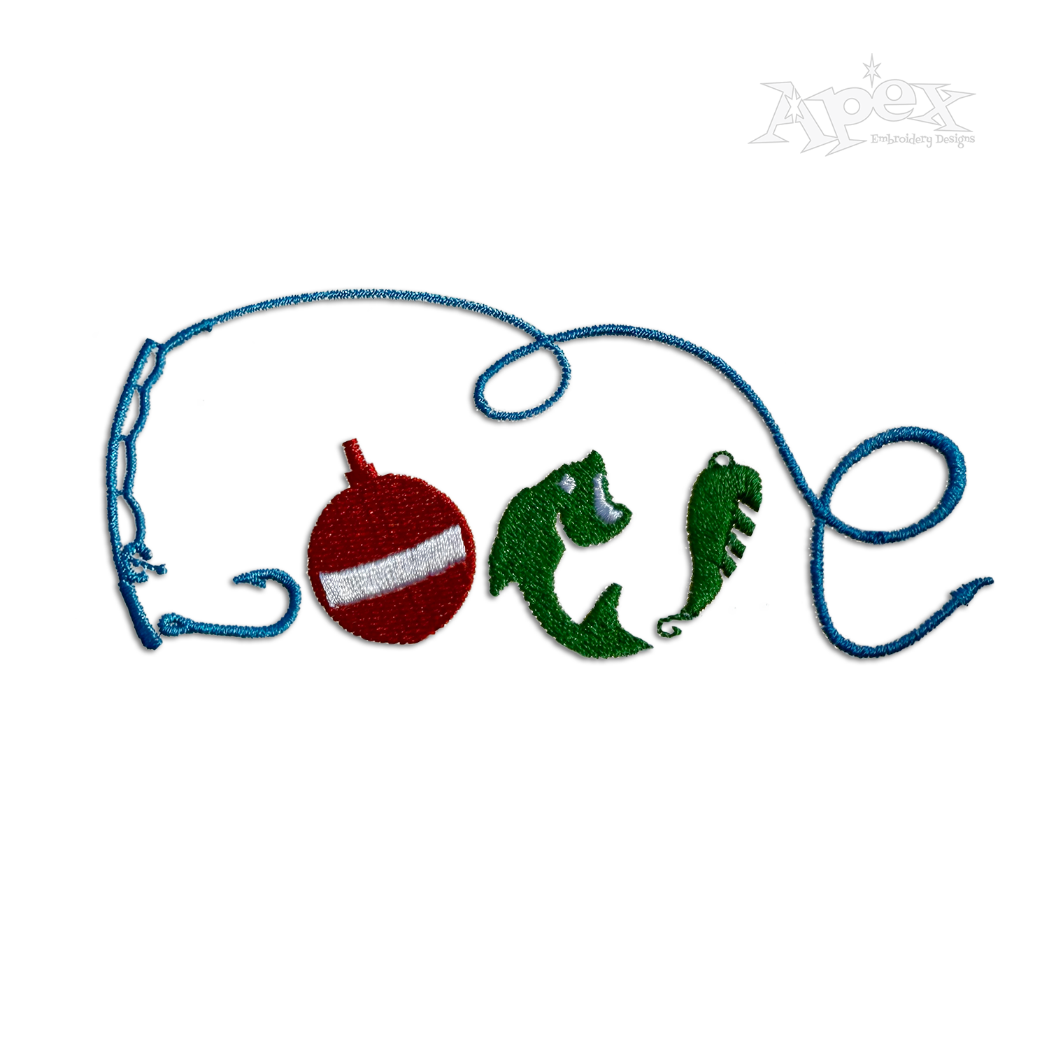 Love Fishing Machine Embroidery Design by Apex Fisherman