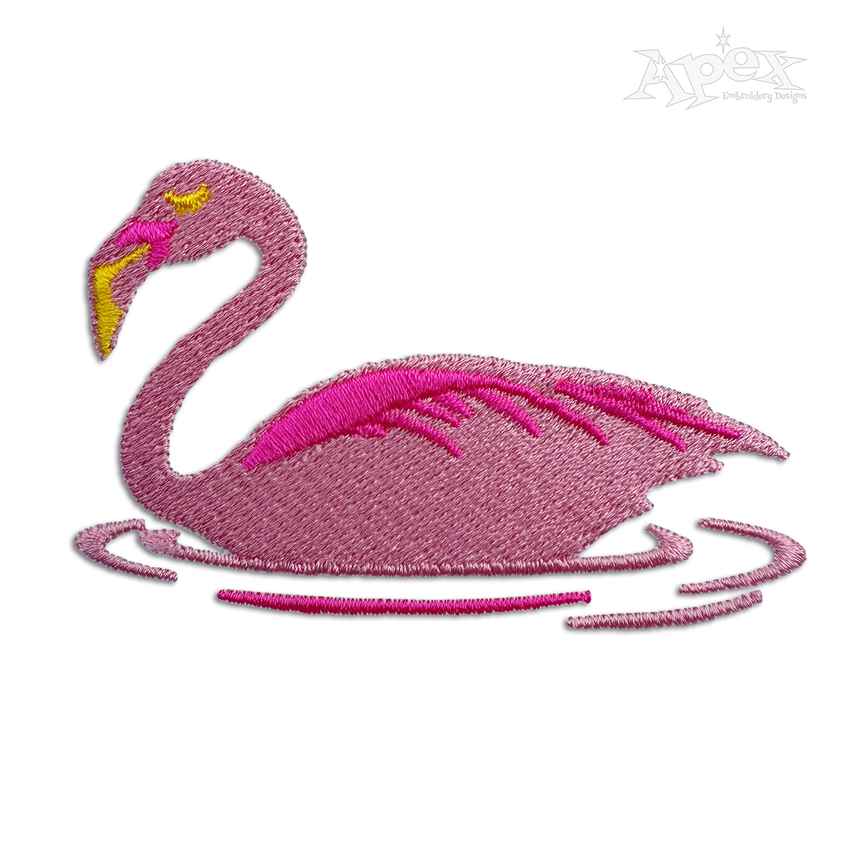 Swimming Flamingo Bird Machine Embroidery Design by Apex Digitizing