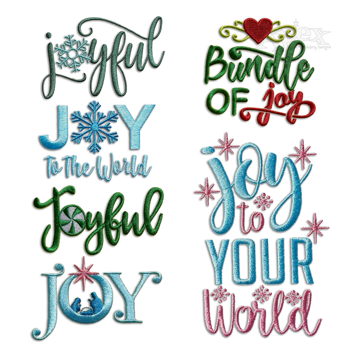 Joy To The World Snowflake Machine Embroidery Design ALL Digitized