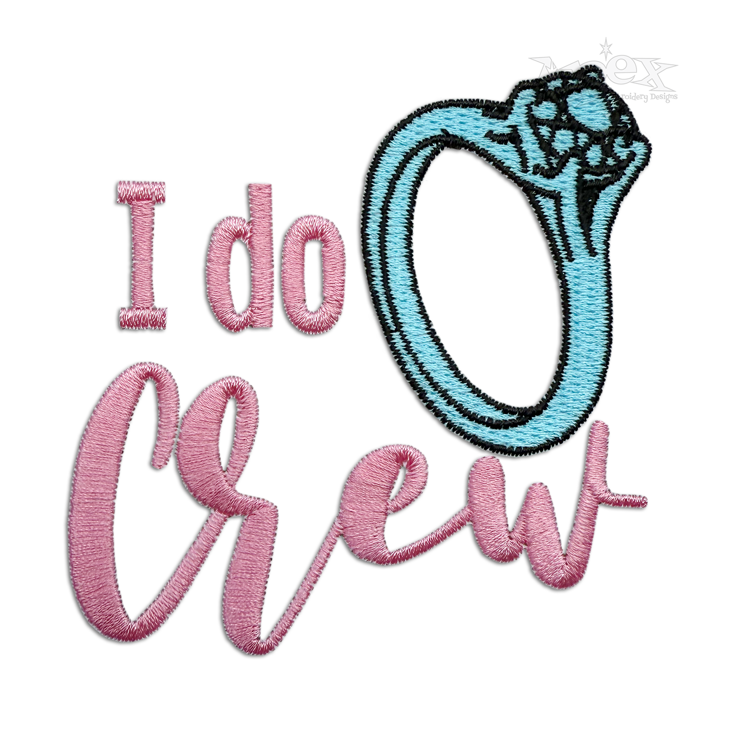 I Do Crew Diamond Wedding Ring Machine Embroidery Design Digitized