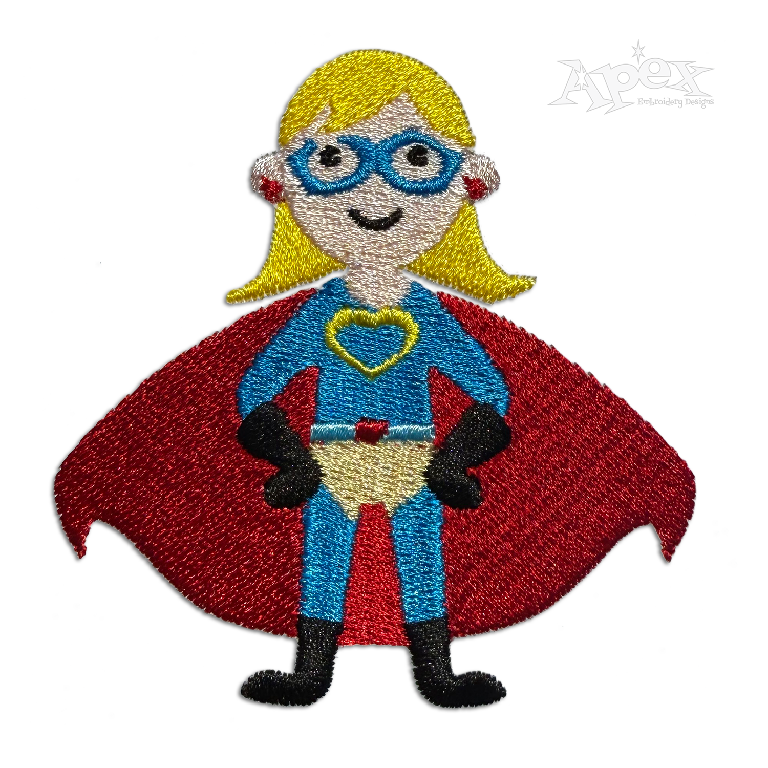 Valentine Day Superhero Girl Machine Embroidery Design | Apex Design