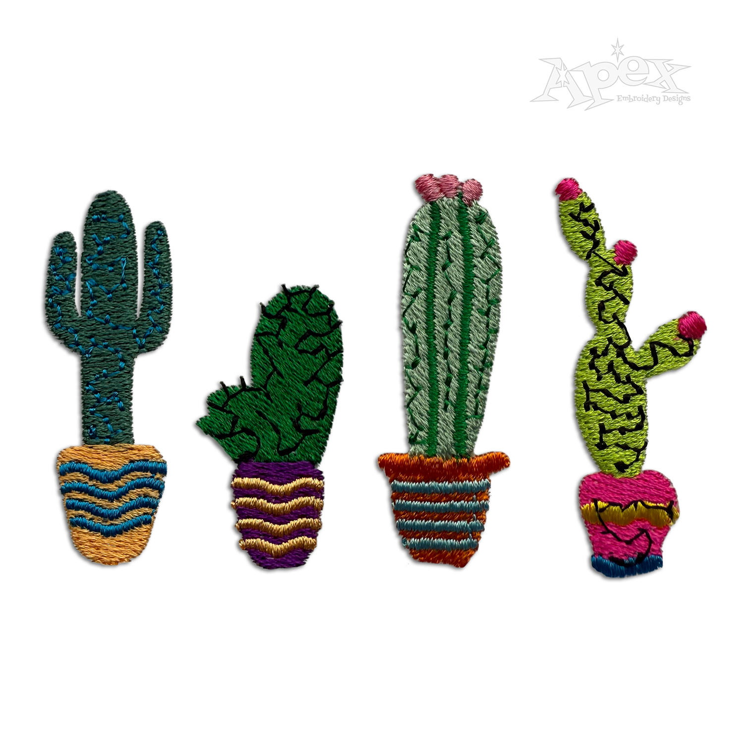 Cactus Pack Bundle Machine Embroidery Designs by Apex All