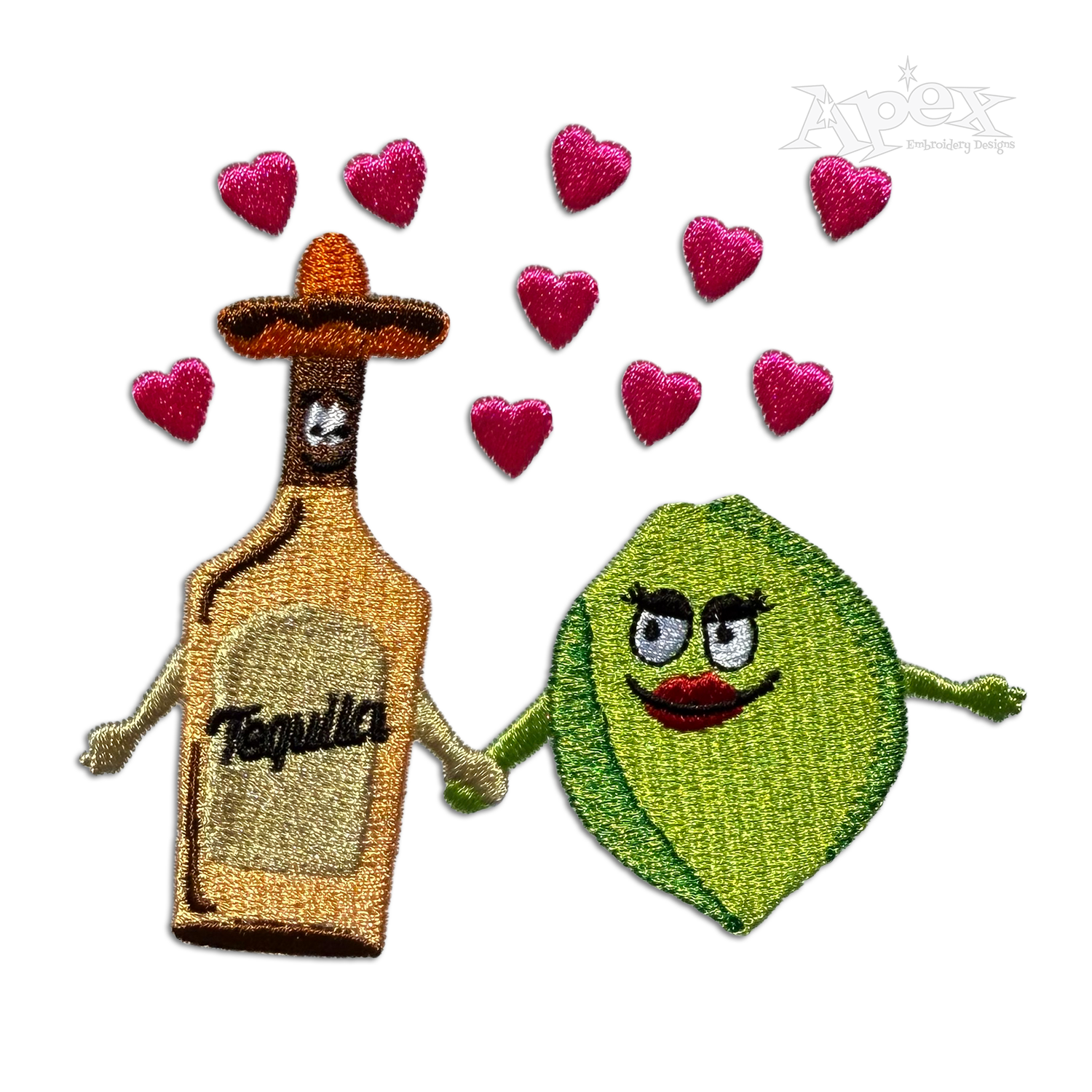 Tequila & Lime Together Holding Hands Machine Embroidery Design