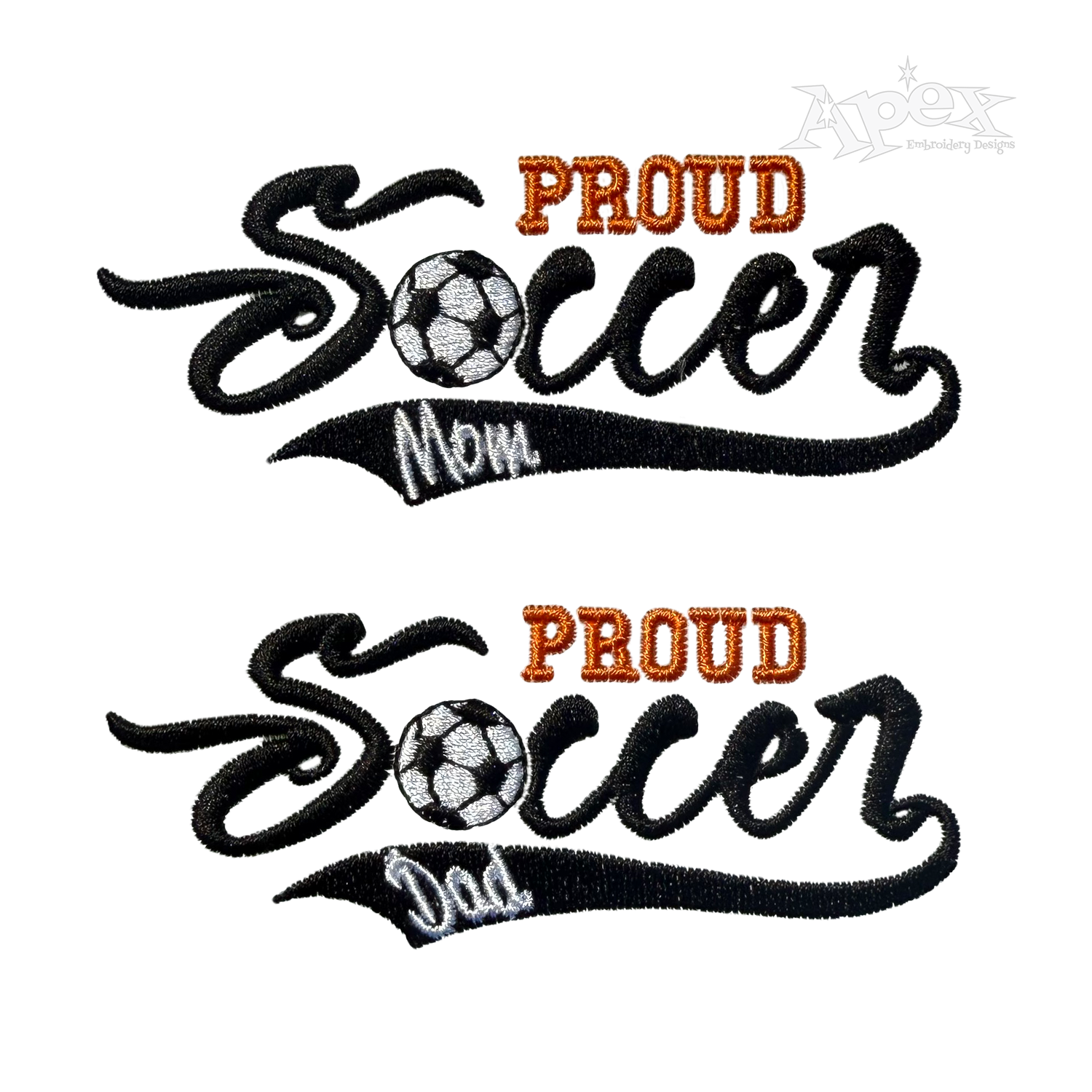 Proud Soccer Dad Mom Machine Embroidery Design by Apex Digitized