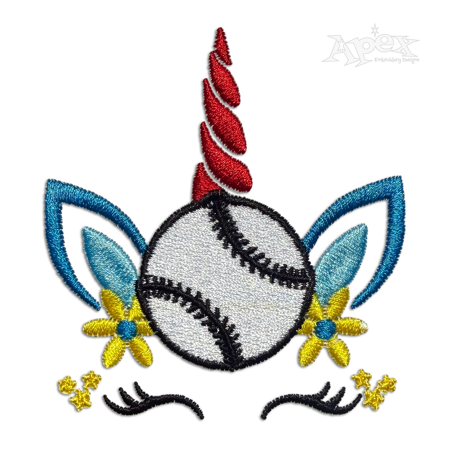 Baseball Softball Unicorn Machine Embroidery Design Digitized by Apex