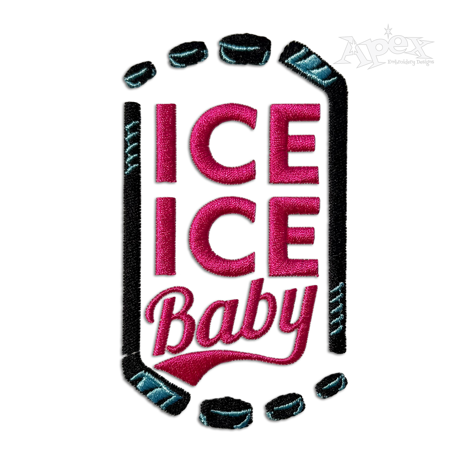 Ice Ice Baby Hockey Sticks Machine Embroidery Design by Apex