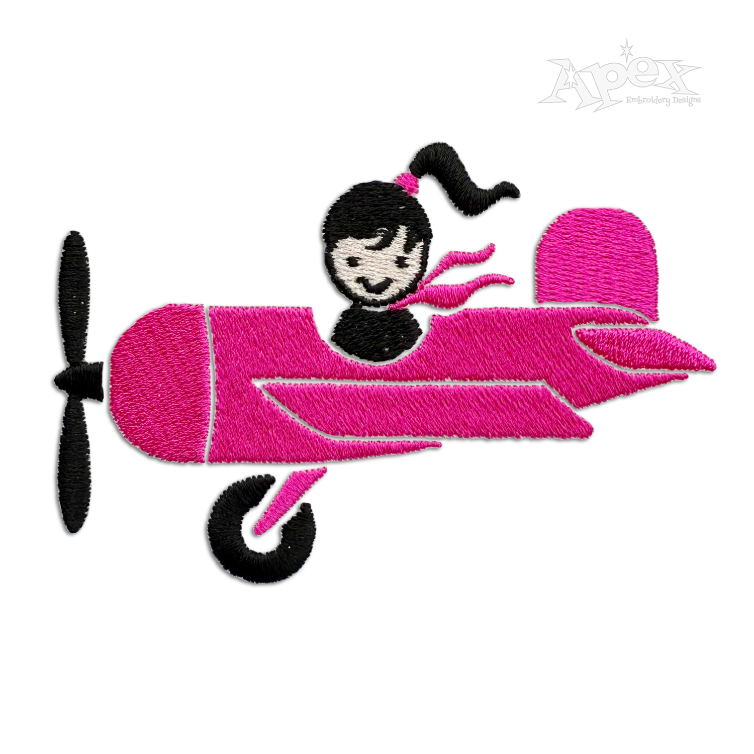 Airplane Girl Machine Embroidery Designs by Apex