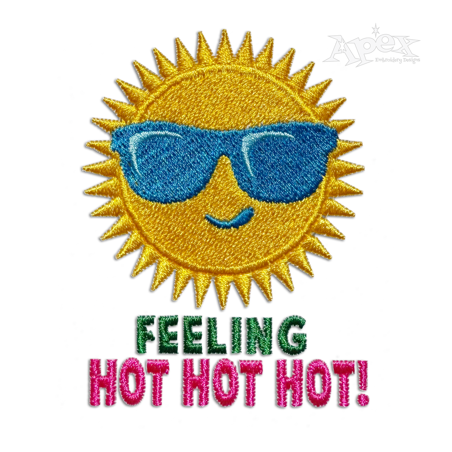 Feeling Hot Hot Hot Weather Sun Sunglasses Machine Embroidery Designs 