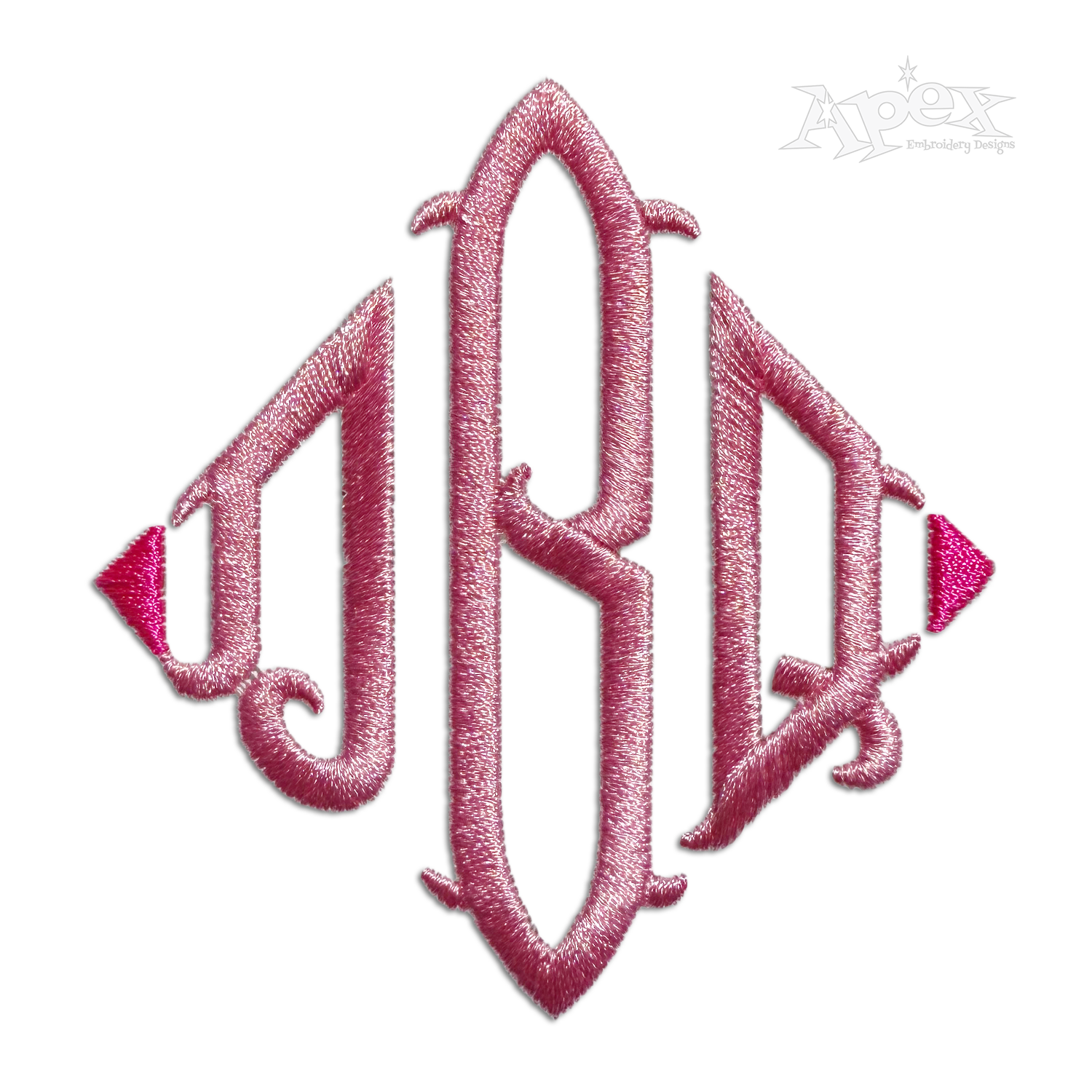 Diamond Triangle Monogram Fishtail Machine Embroidery Font