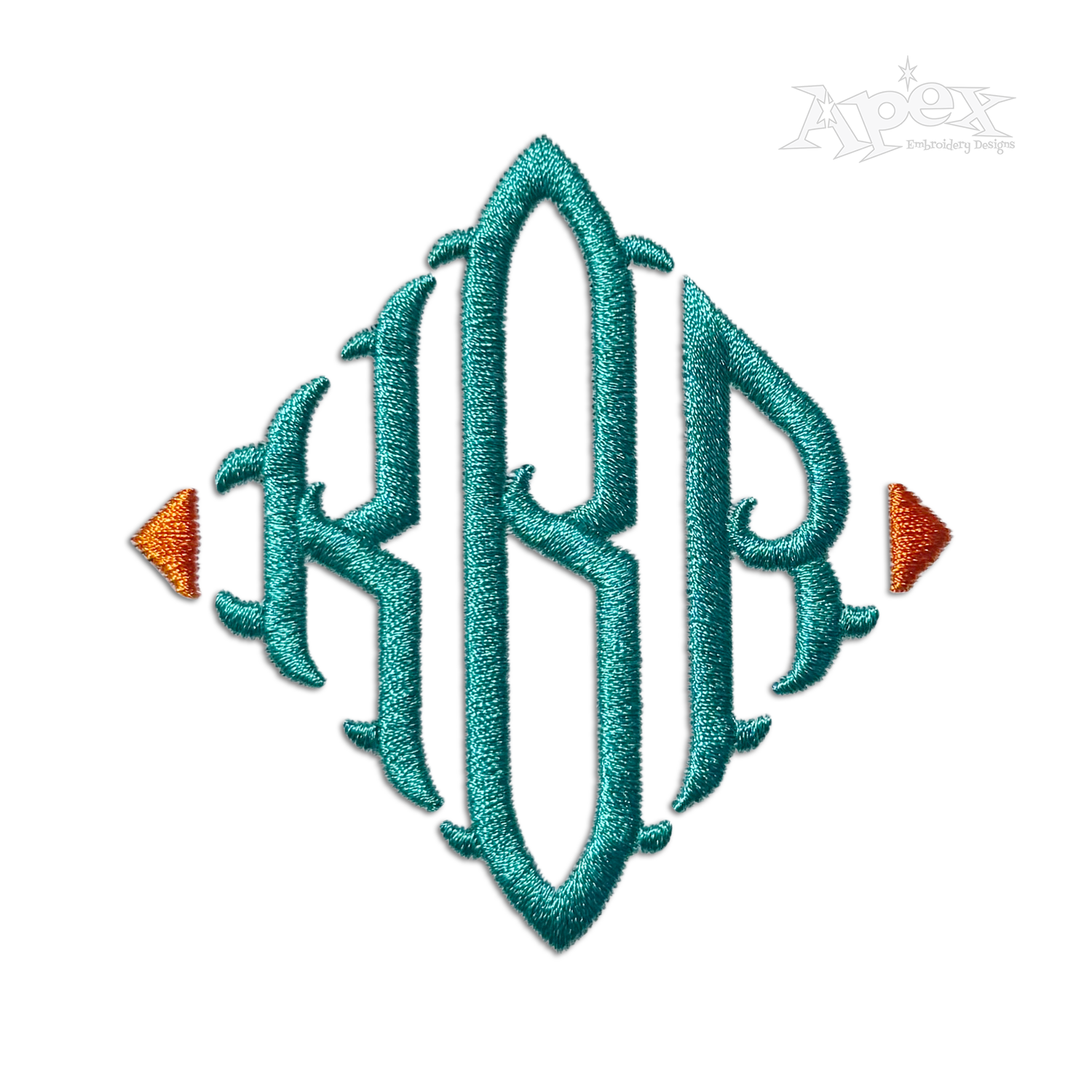Diamond Triangle Monogram Fishtail Machine Embroidery Font Digitizing