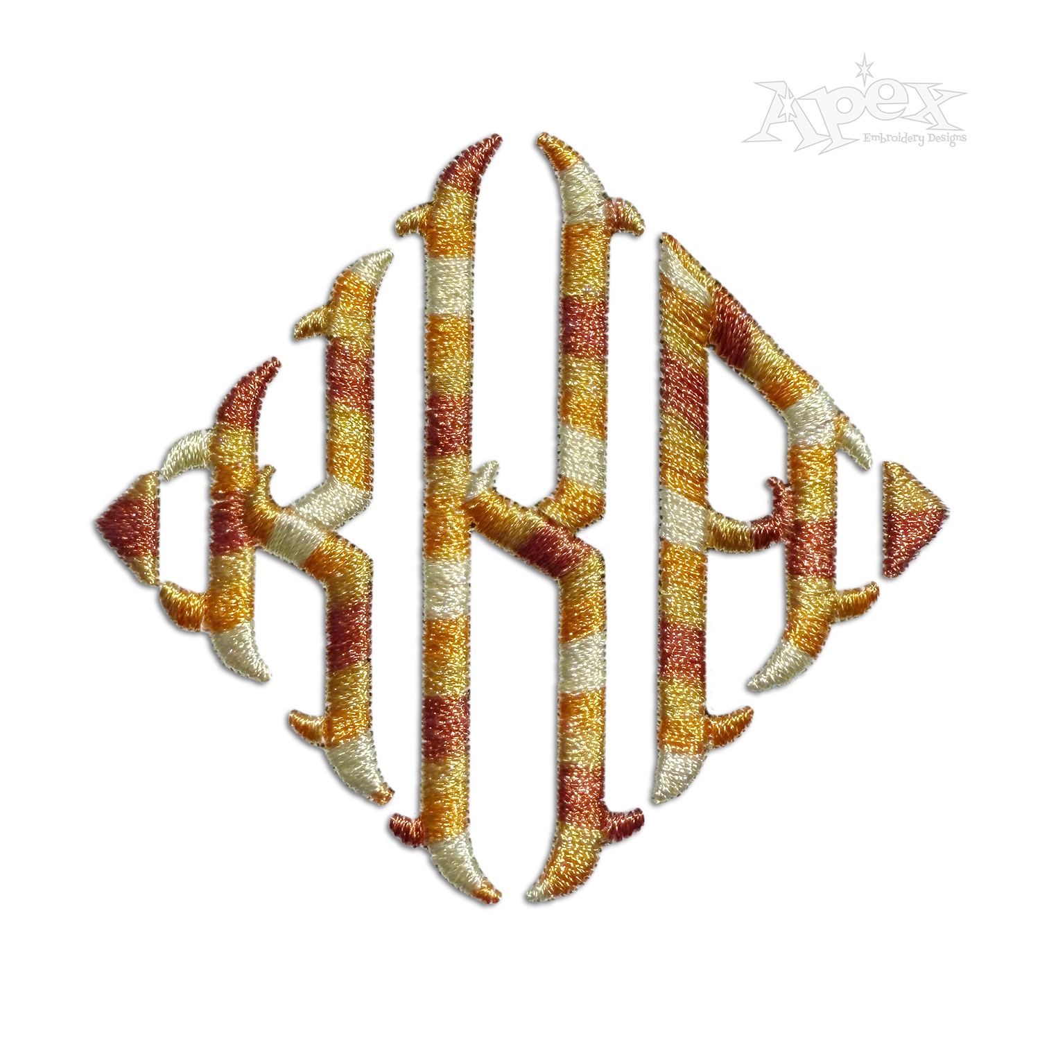 Diamond Triangle Monogram Fishtail Machine Embroidery Font Digitized