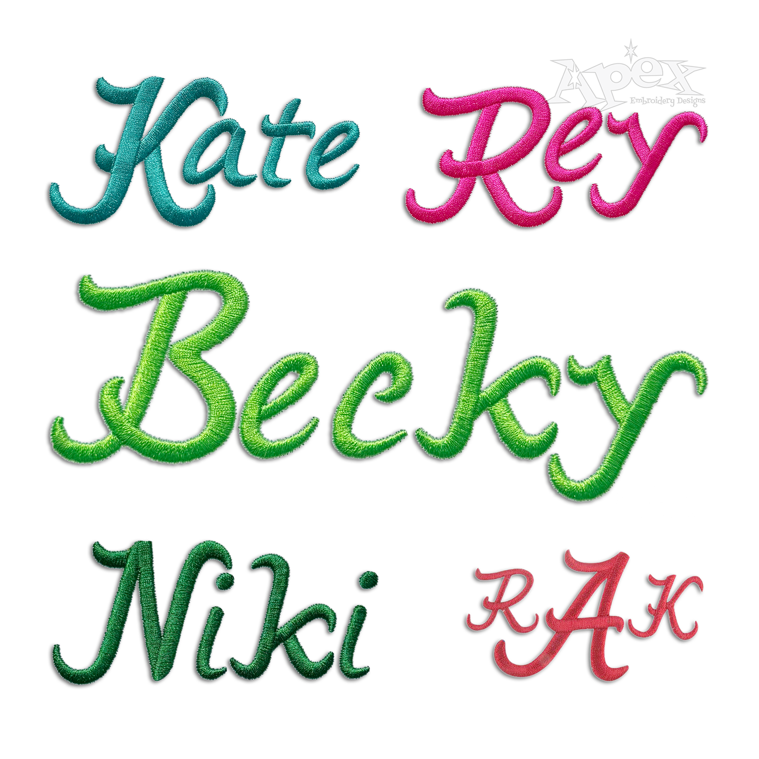 Alabama Script Machine Embroidery Font - Apex All