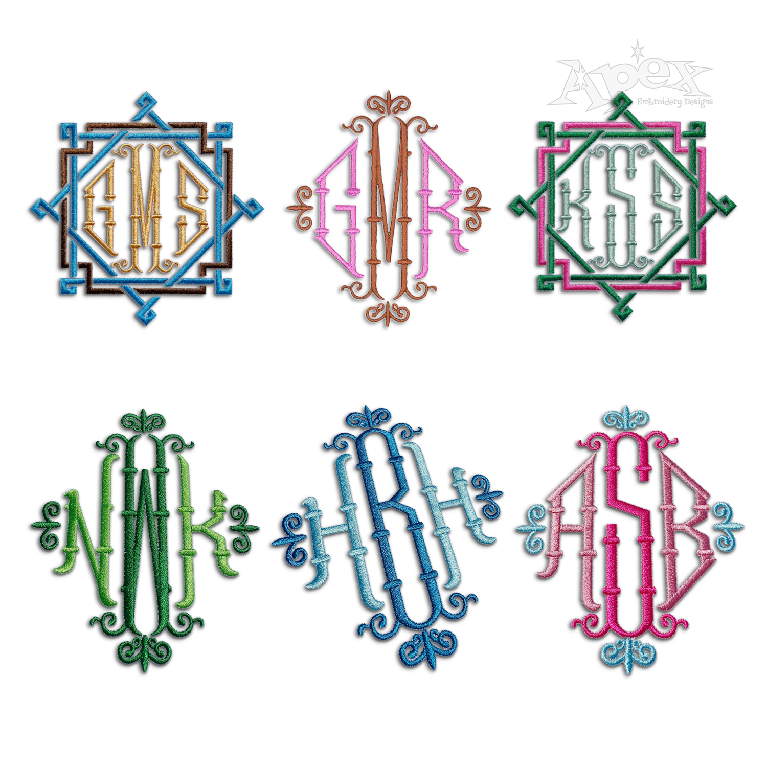 Bamboo Monogram Machine Embroidery Font by Apex All Digitized