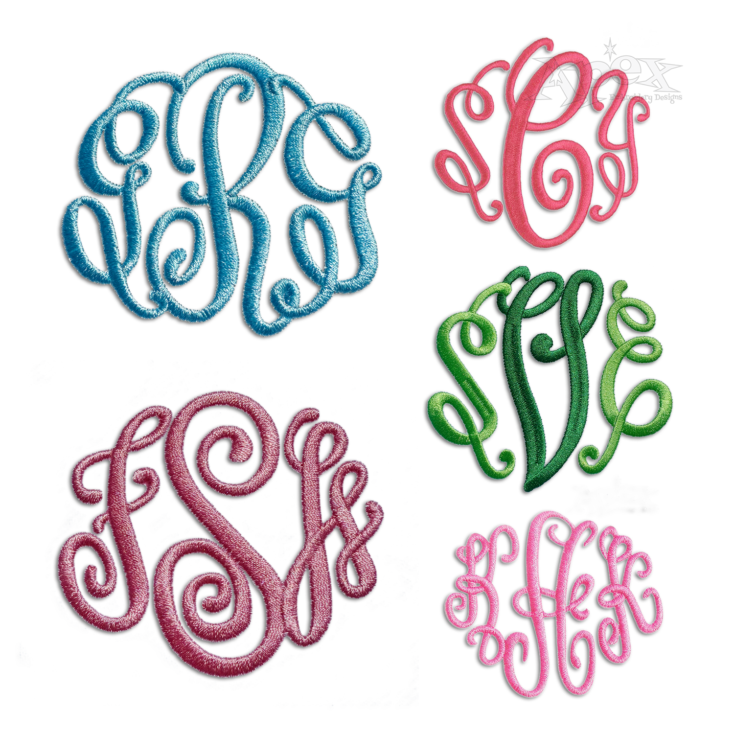 Curlz Fun Circle Machine Embroidery Font by Apex Digitized