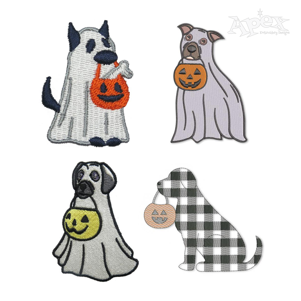 Dog Ghost Halloween Machine Embroidery Treat Pack Digitized