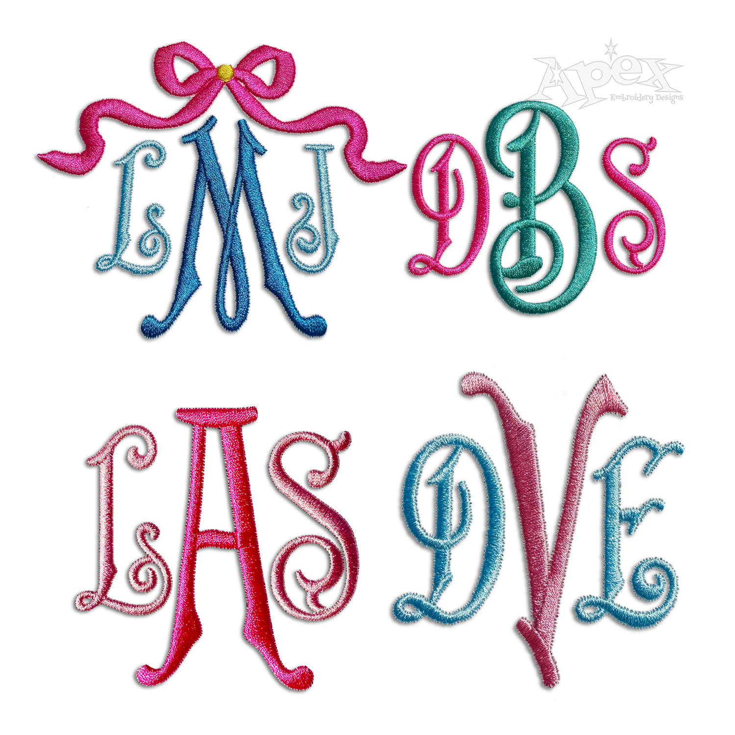 Carson English Monogram Machine Embroidery Font - Apex All