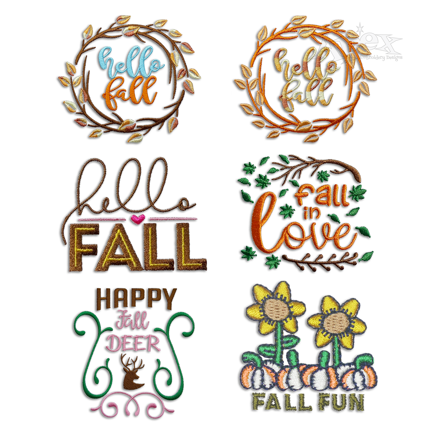 Fall in Love Bundle Machine Embroidery Design | Apex Digitized