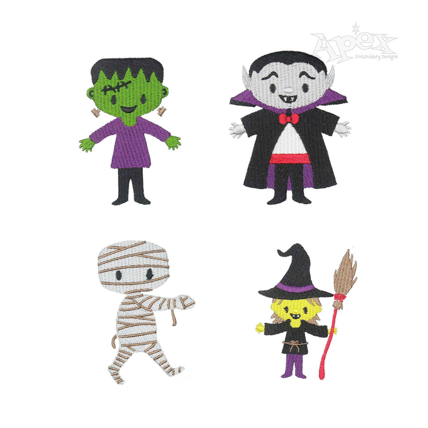 Halloween Cute Little Characters Machine Embroidery Designs by Apex