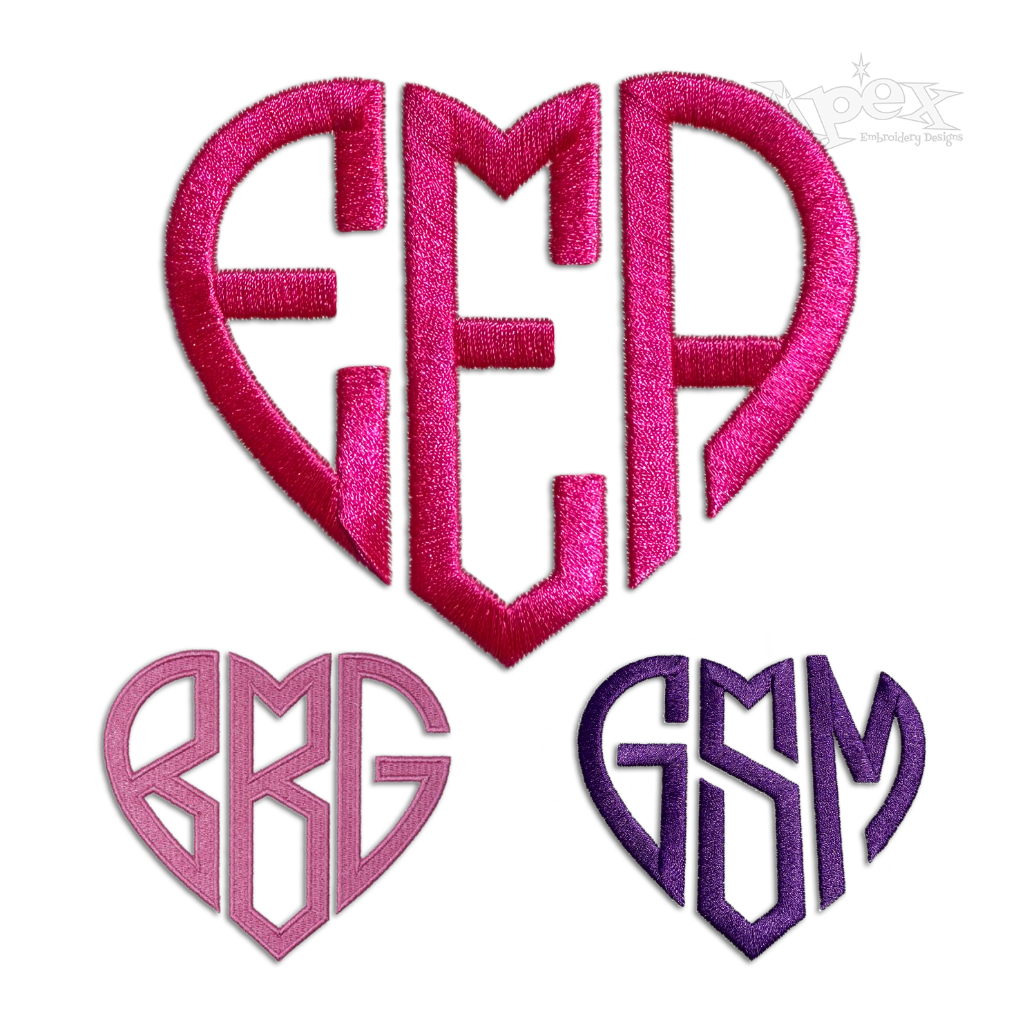 Heart Shaped Monograms Machine Embroidery Font |Apex