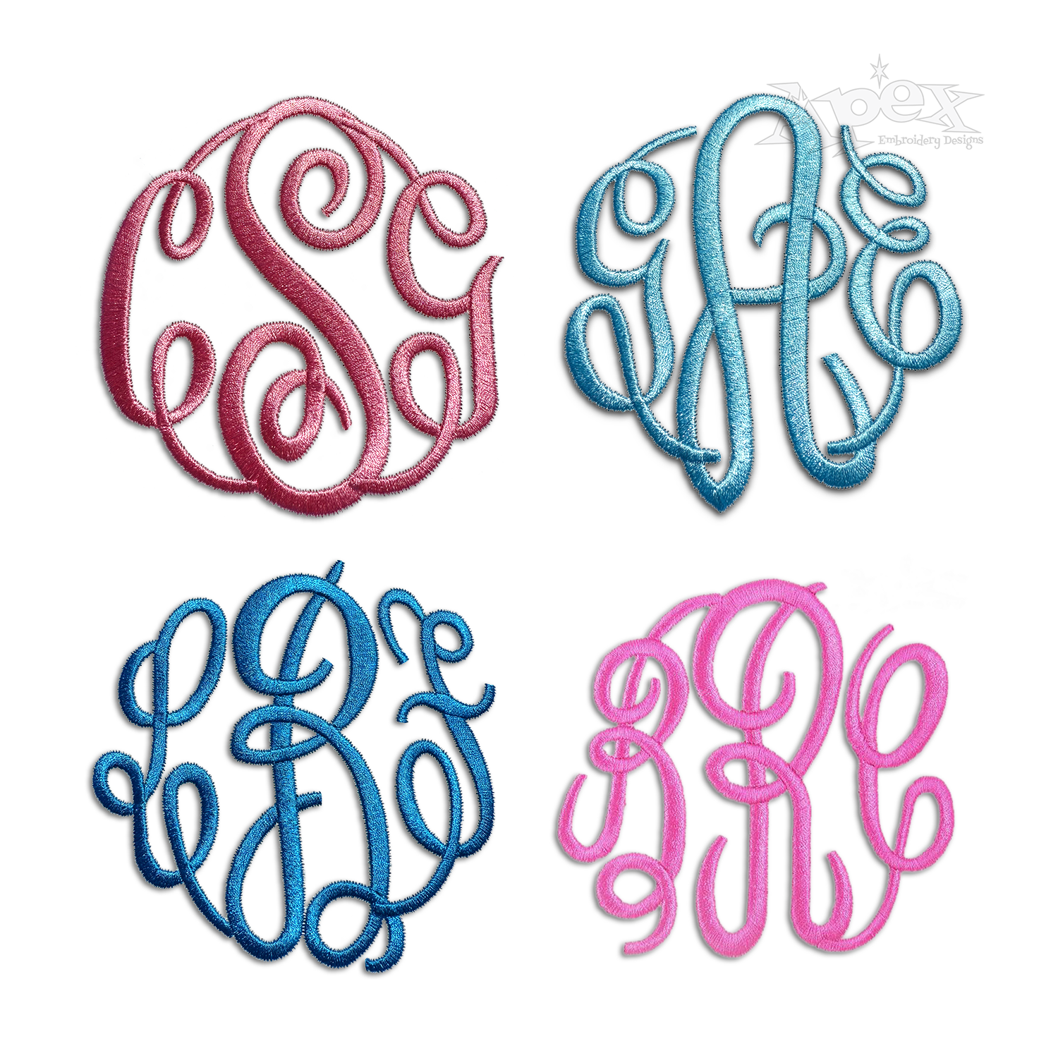 Master Circle Curlz Machine Embroidery Font - Apex All