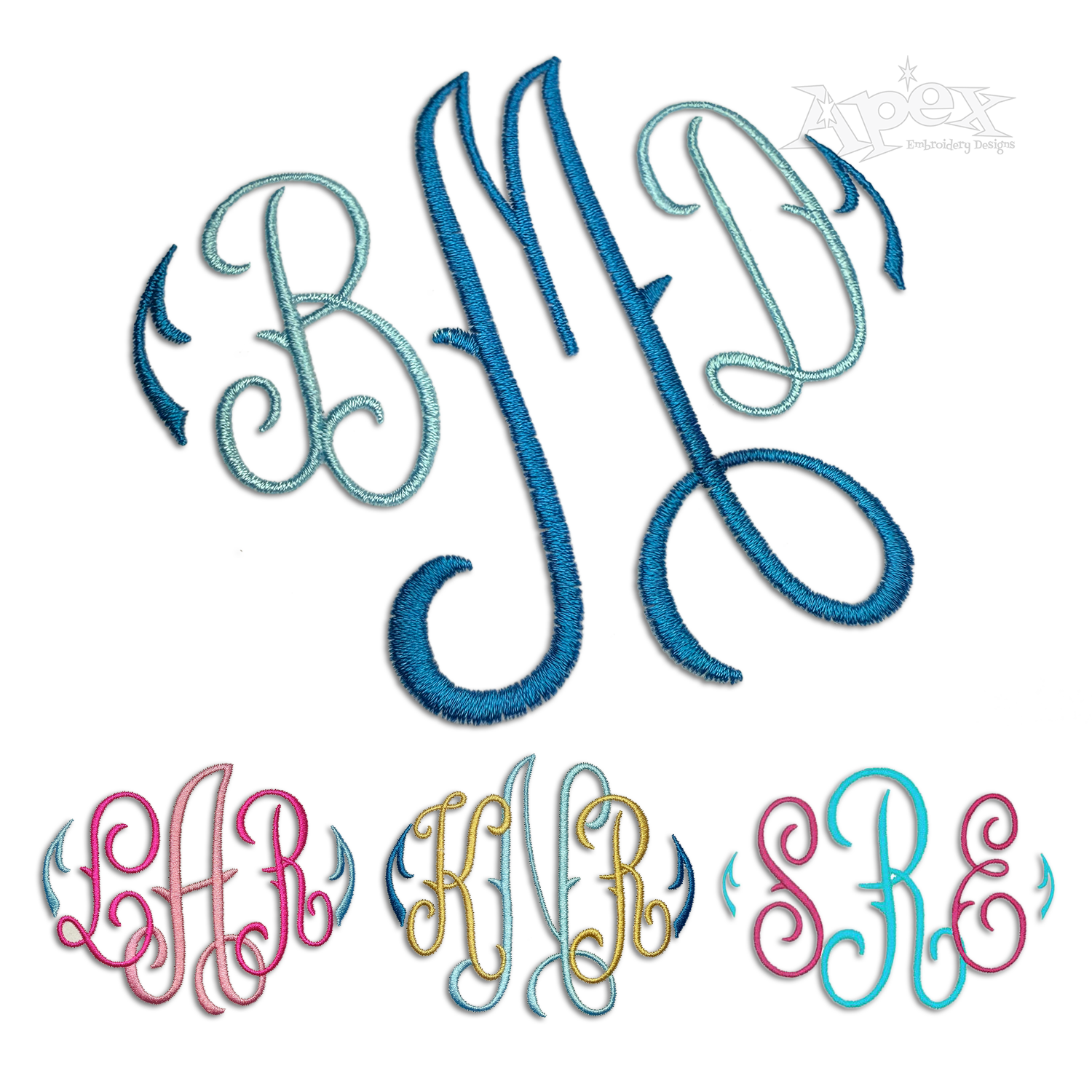 Mia Monogram Machine Embroidery Font - Apex Digitizing All