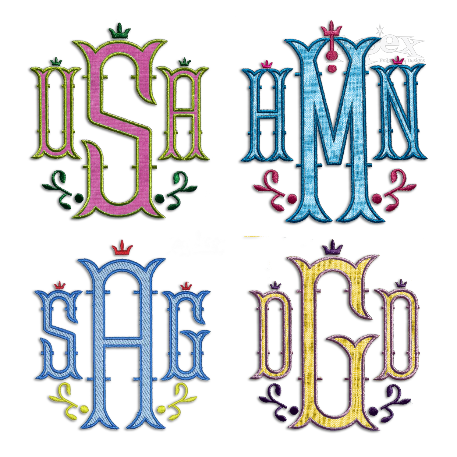 Nola Applique Monogram Machine Embroidery Font by Apex