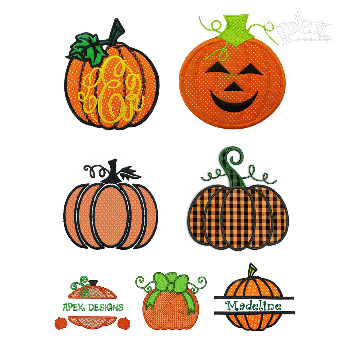 Pumpkin Bundle Applique Frames and Designs Machine by Apex
