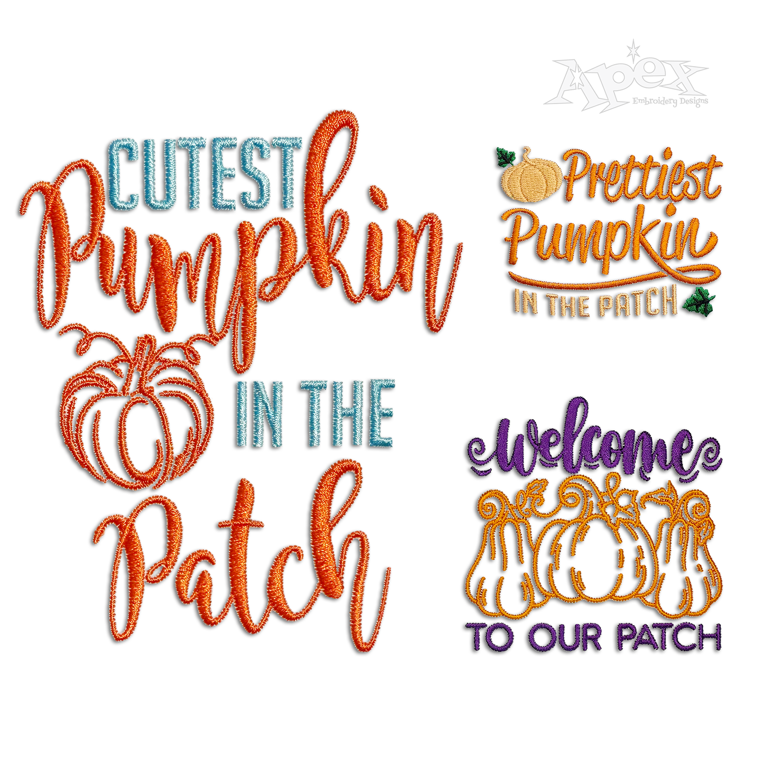 Pumpkin Patch Sayings Machine Embroidery Designs by Apex