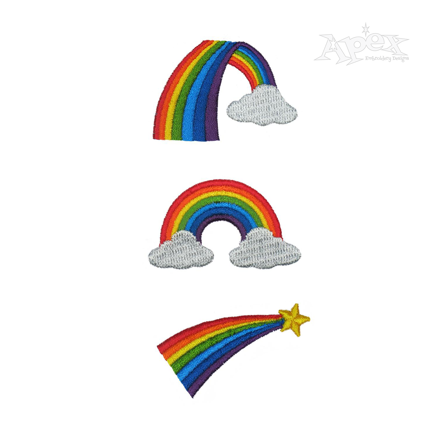 Rainbow Pack Shooting Star Machine Embroidery Designs Bundle Digitized