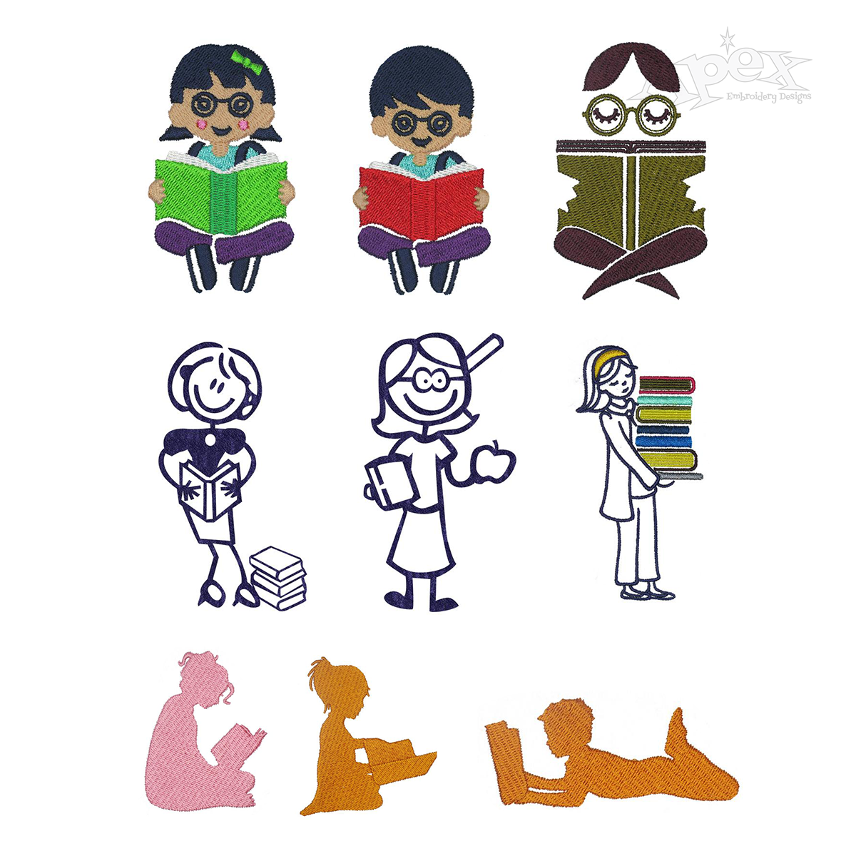Reader Reading Books People Kid Children Student Read Book Machine Embroidery All