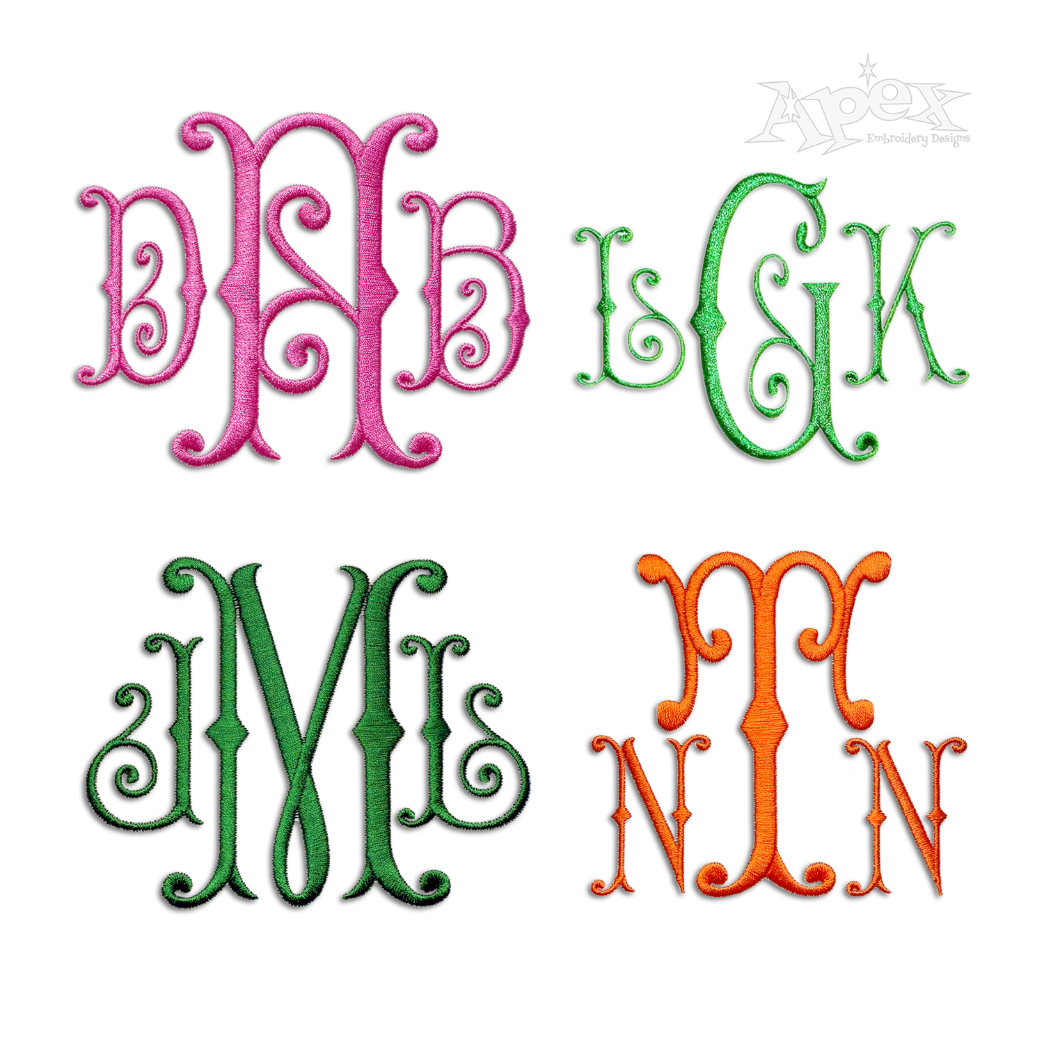 Romance Monogram Machine Embroidery Font by Apex Digitized