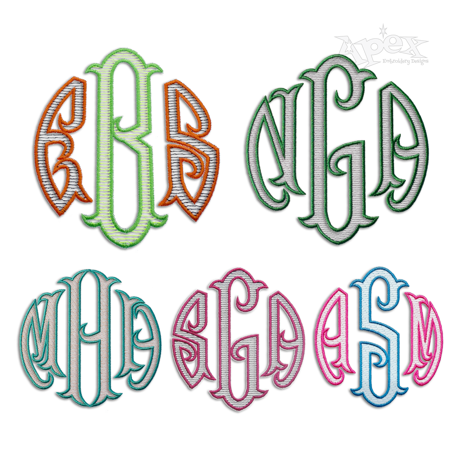 Round Circle Fishtail Sketch Embroidery Font by Apex All