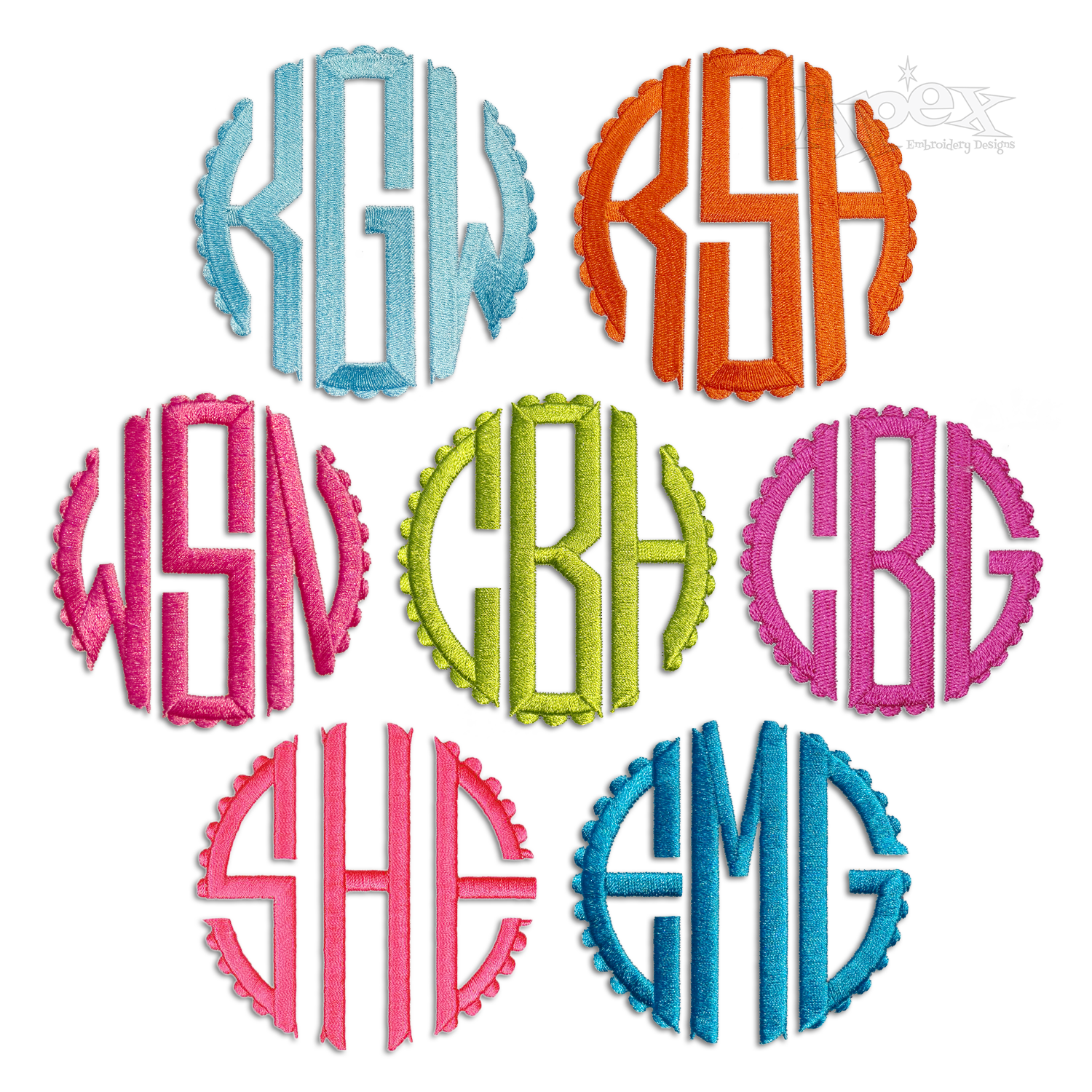 Scallop Circle Round Machine Embroidery Font by Apex All