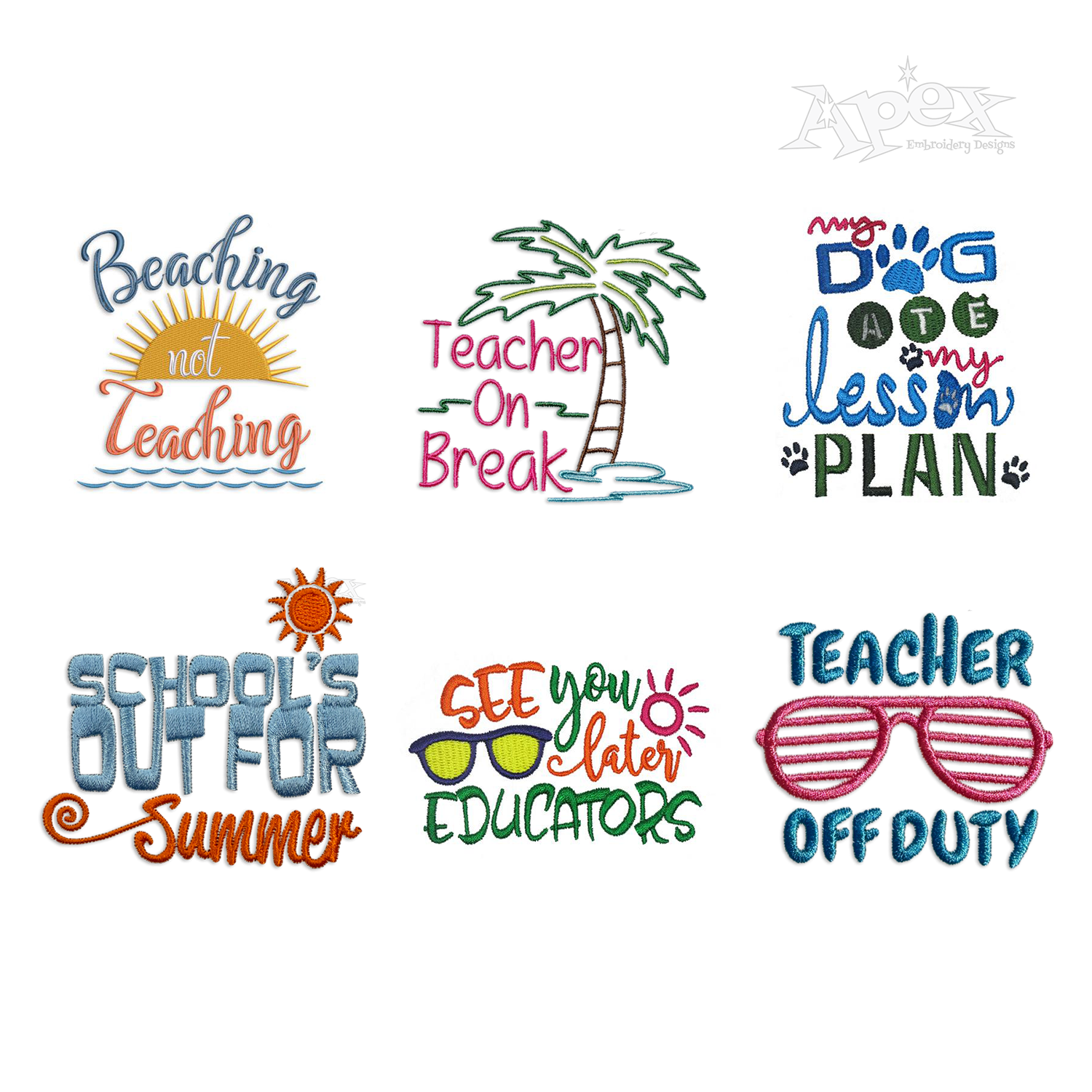 Summer School's Out Teacher Off Duty Machine Embroidery Design - Apex