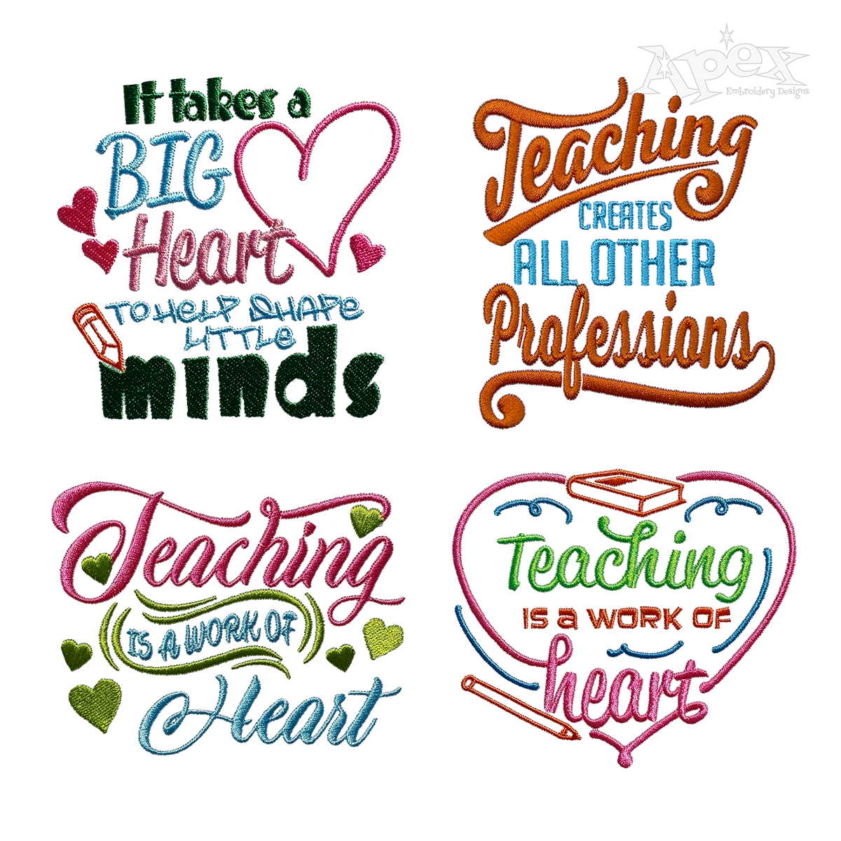 Teaching Appreciation Sayings Machine Embroidery Designs by Apex