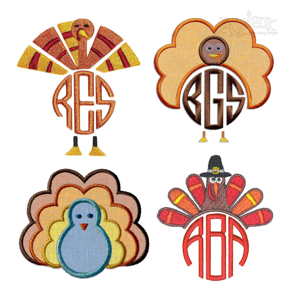 Turkey Monogram Frame Applique Embroidery Designs by Apex All