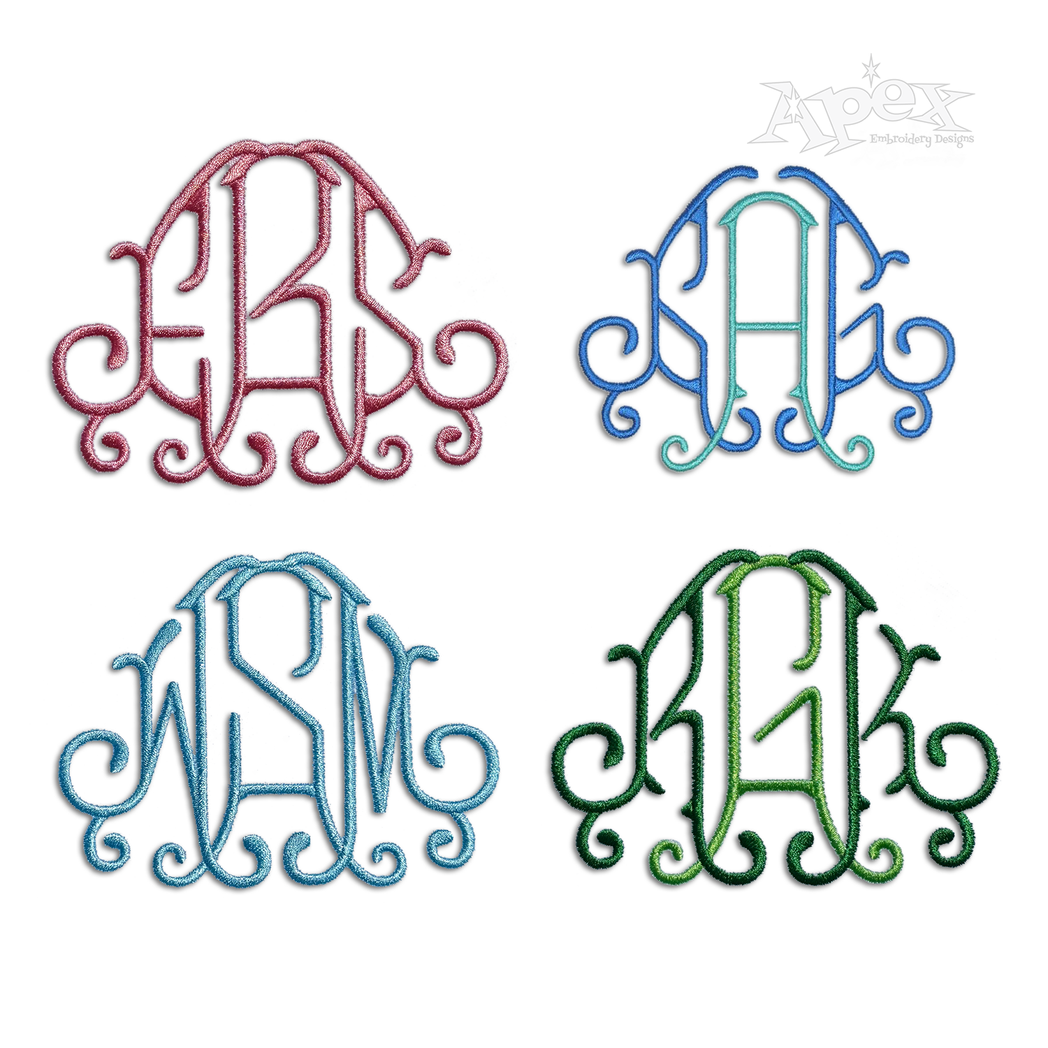 Victoria Monogram Machine Embroidery Font - Apex