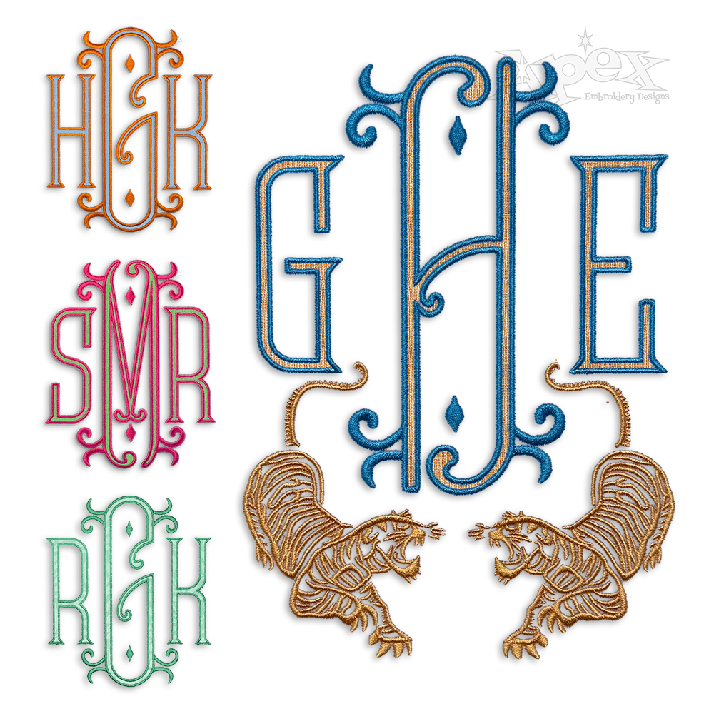 Vienna Machine Monogram Embroidery Font All Applique