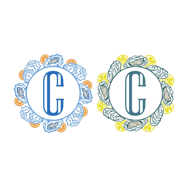 Oysters and Lime Lemons Circle Monogram SVG Frame