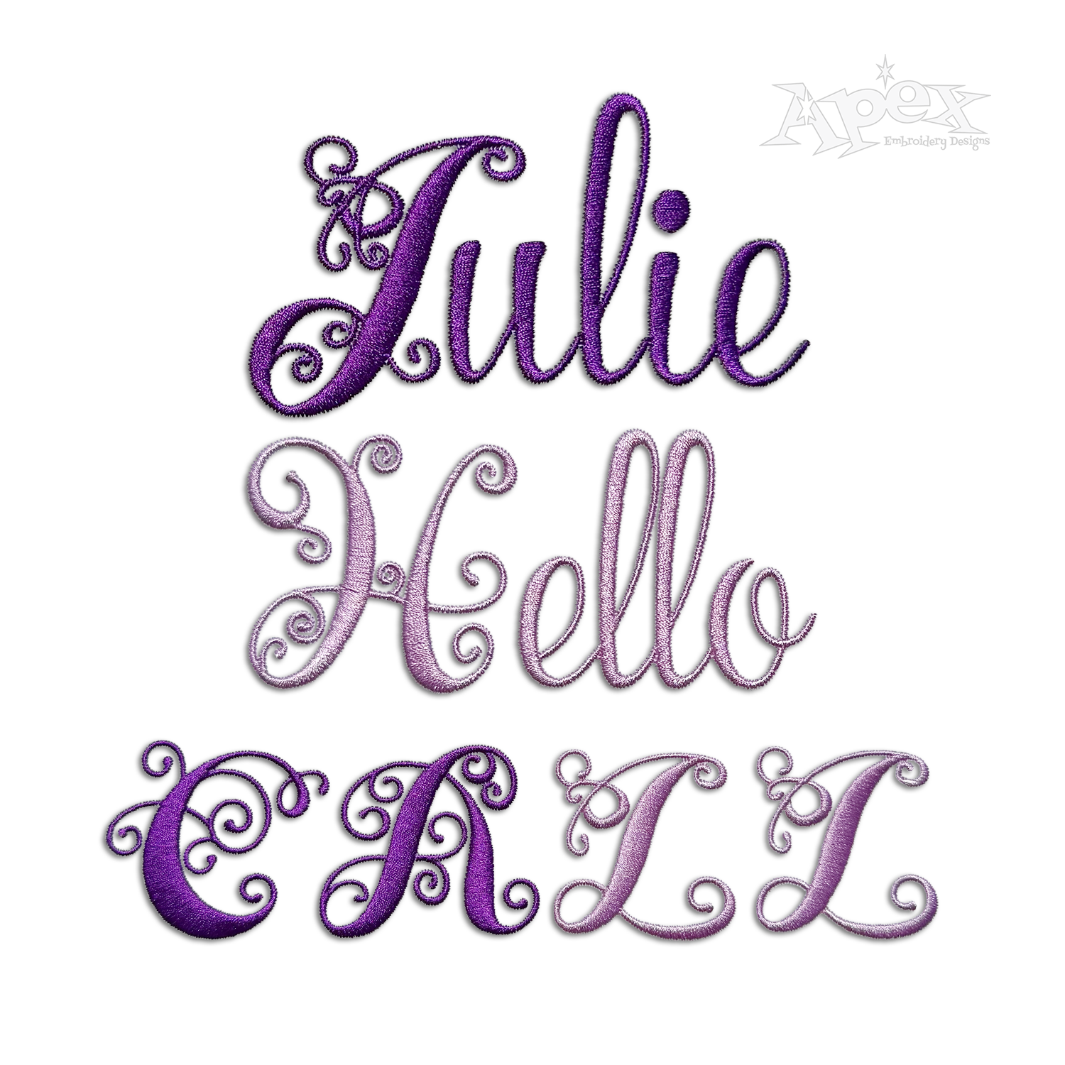 Elsie Swirls Machine Embroidery Font Digitized by Apex