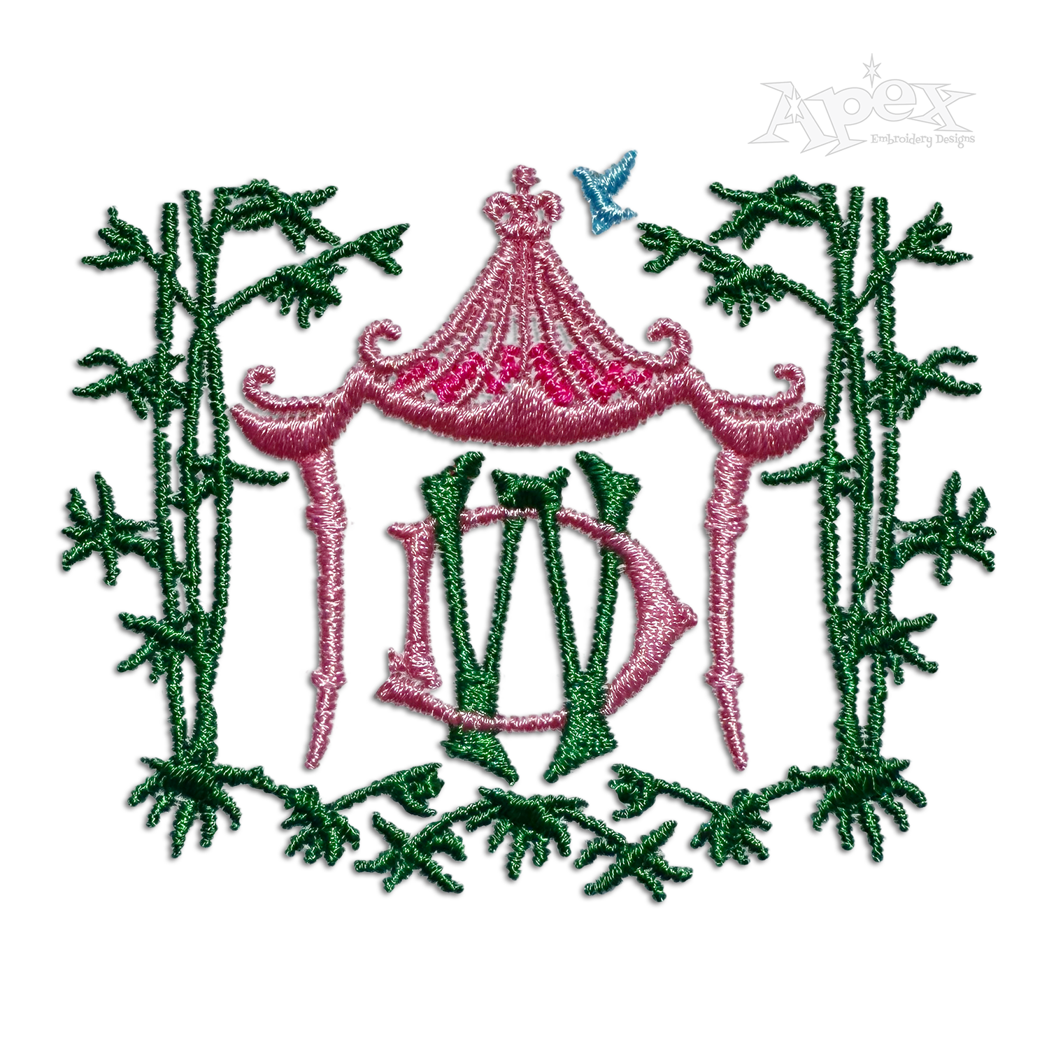 Pagoda Monogram Machine Embroidery Frames Digitize Art