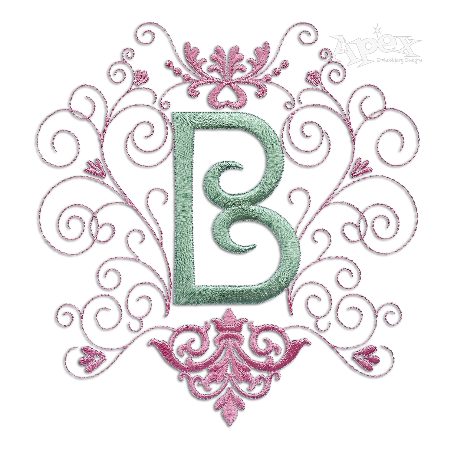Swirling Flourish Decor Frame Machine a Embroidery Design by Apex