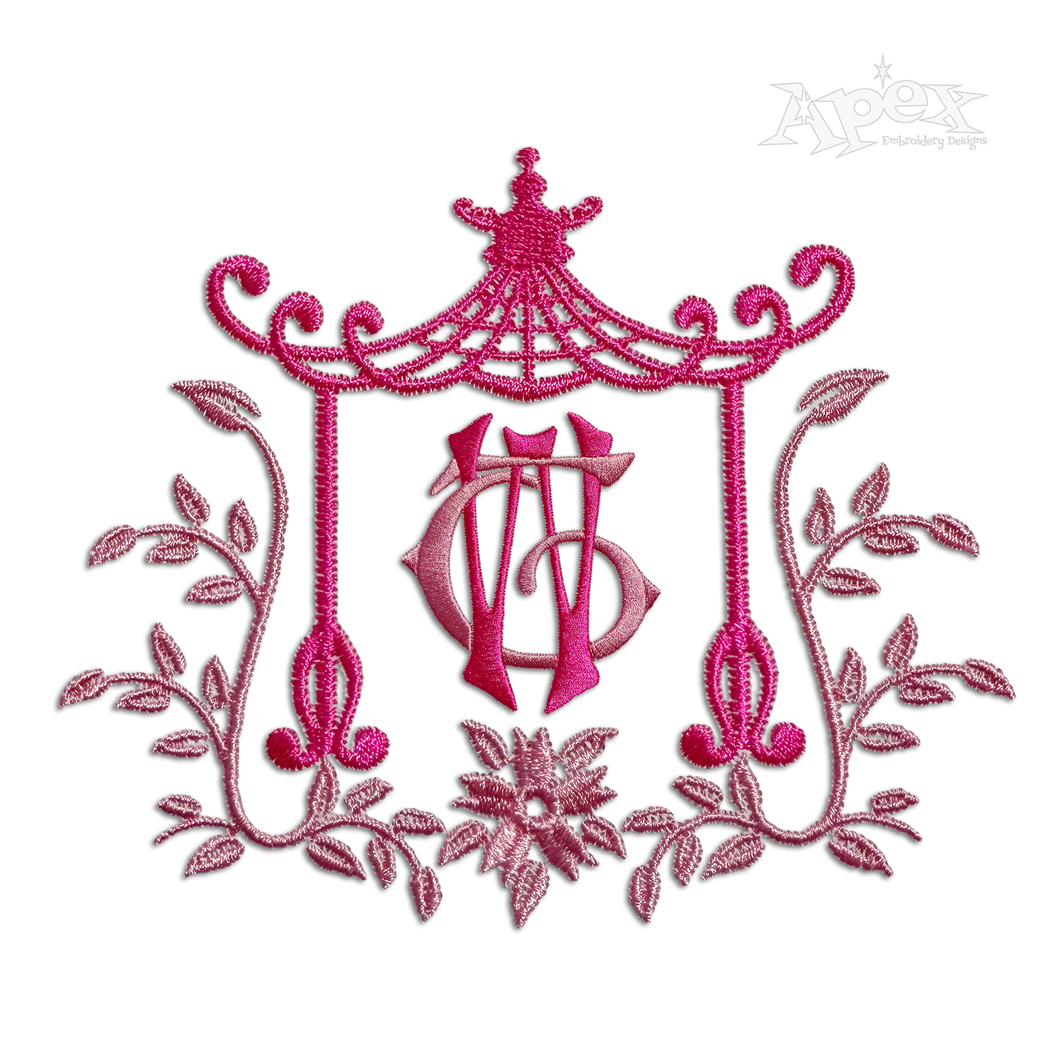 Pagoda Monogram Machine Embroidery Frames Digitize