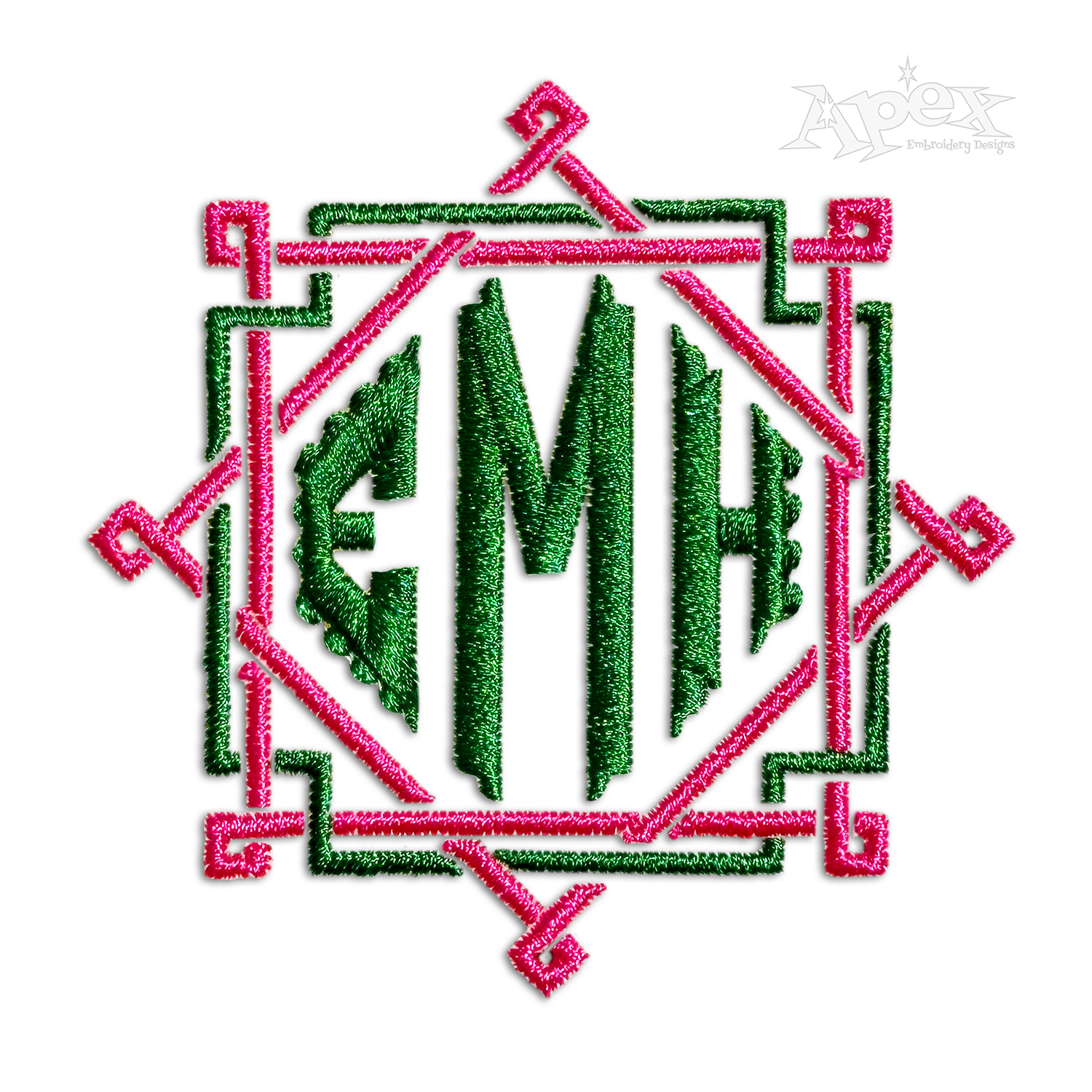 Rattan Pattern Monogram Frame Machine Embroidery Designs