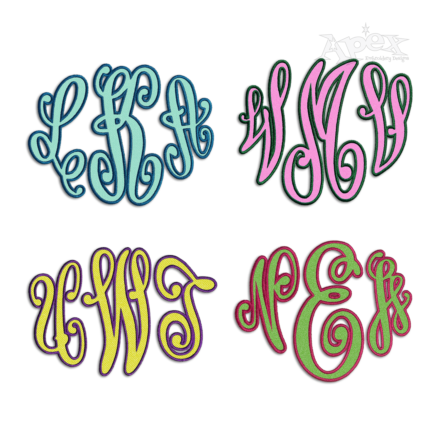 Curlz Fun Applique Embroidery Font - All